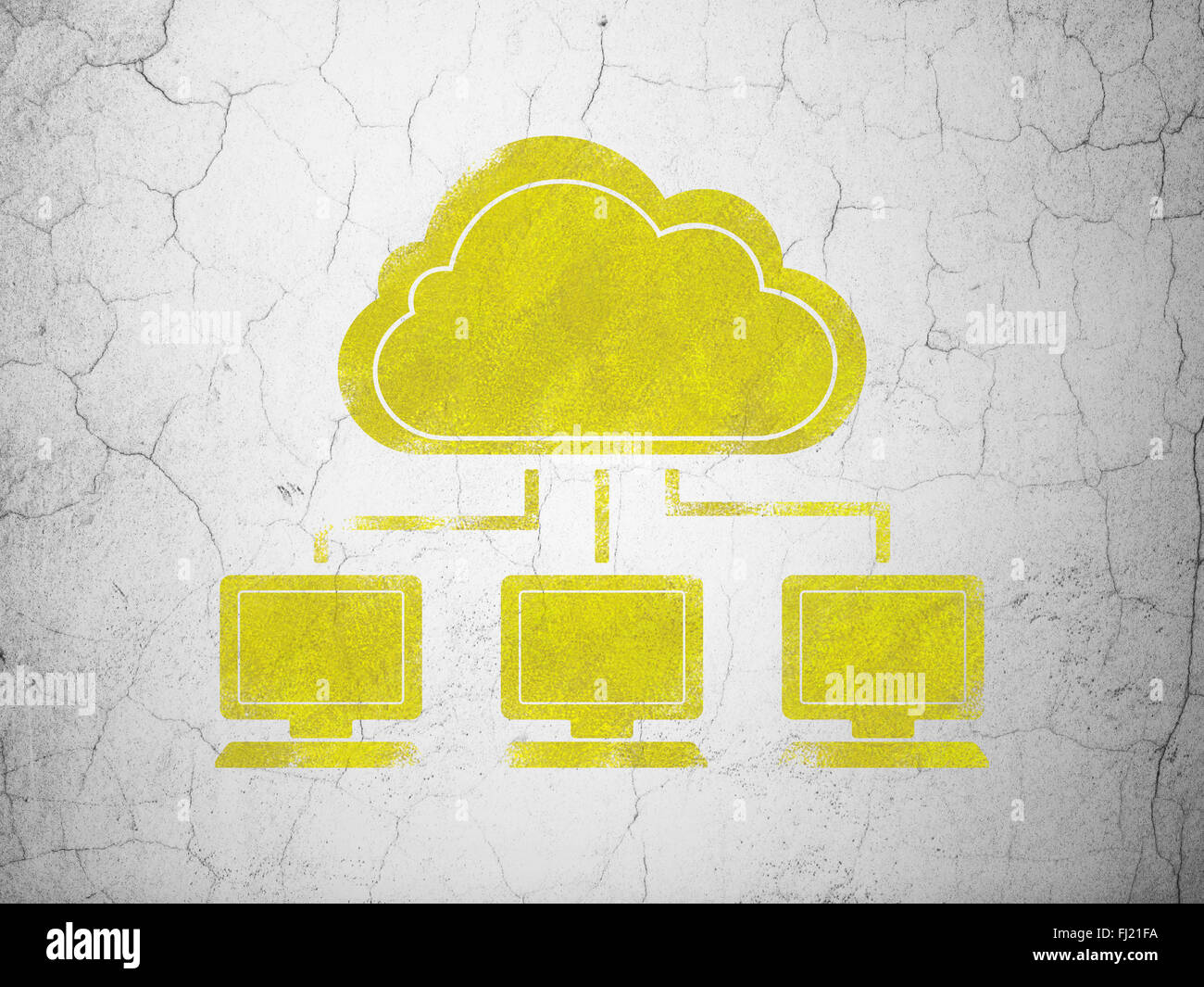 Cloud computing concept: Cloud Network on wall background Stock Photo ...