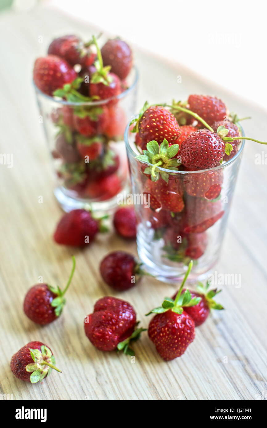 Fresh ripe strawberry in a glass Stock Photo - Alamy