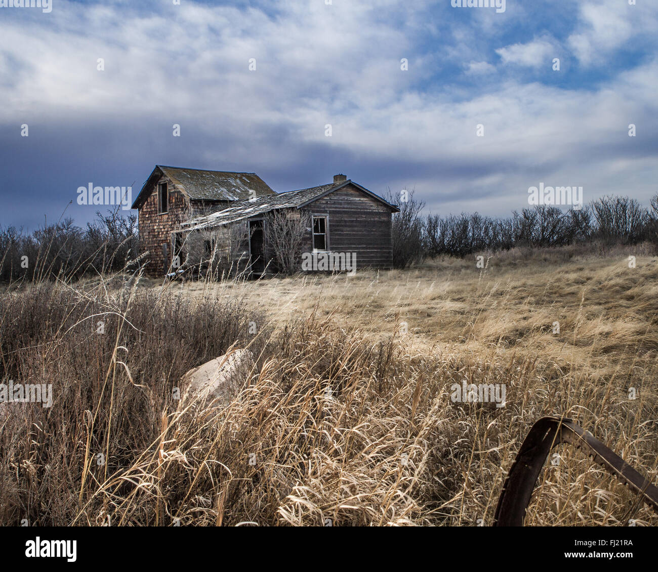 Abandoned home on the prairies Stock Photo