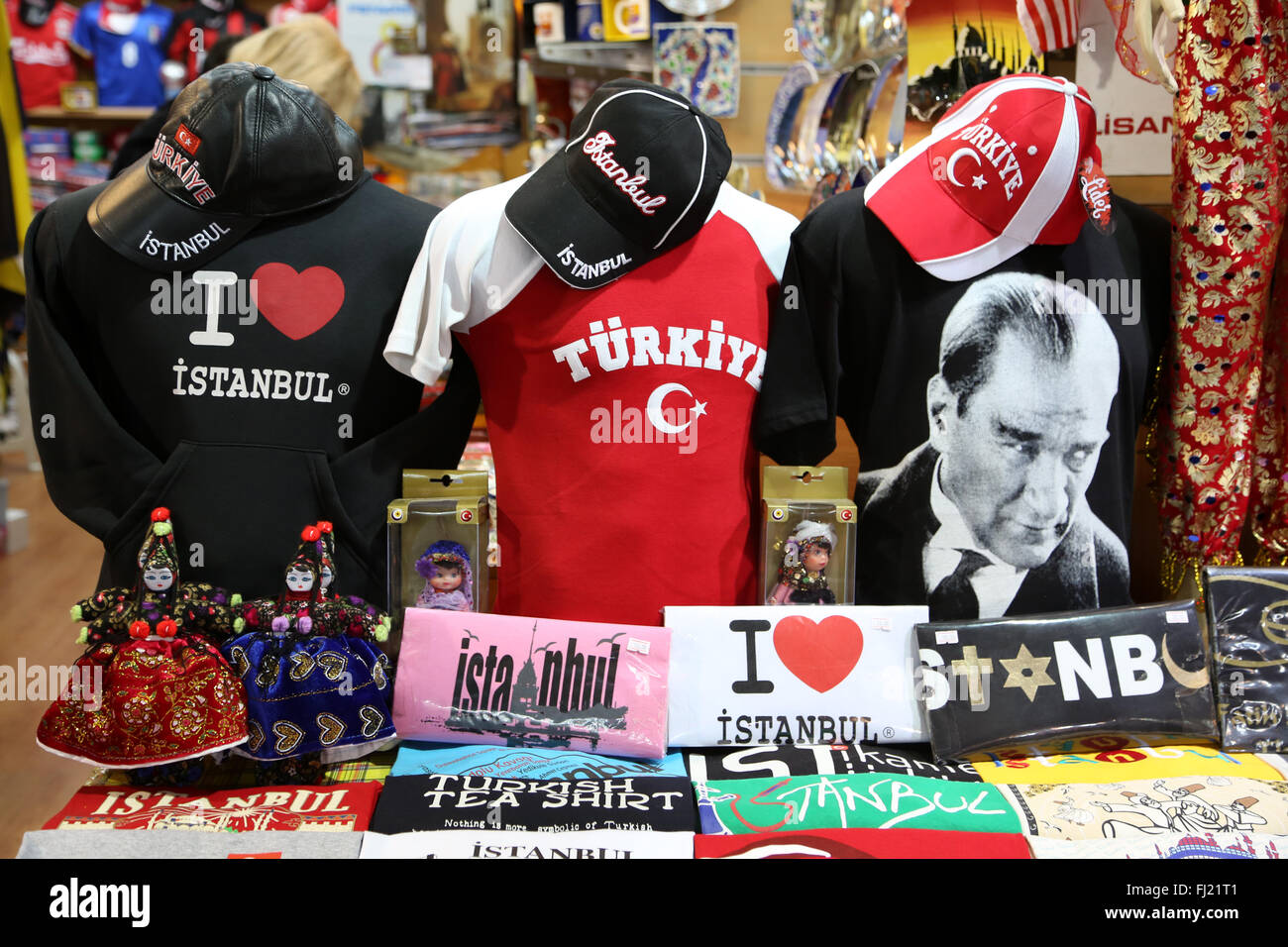 T shirts for sale in Grand bazaar , Istanbul, Turkey Stock Photo