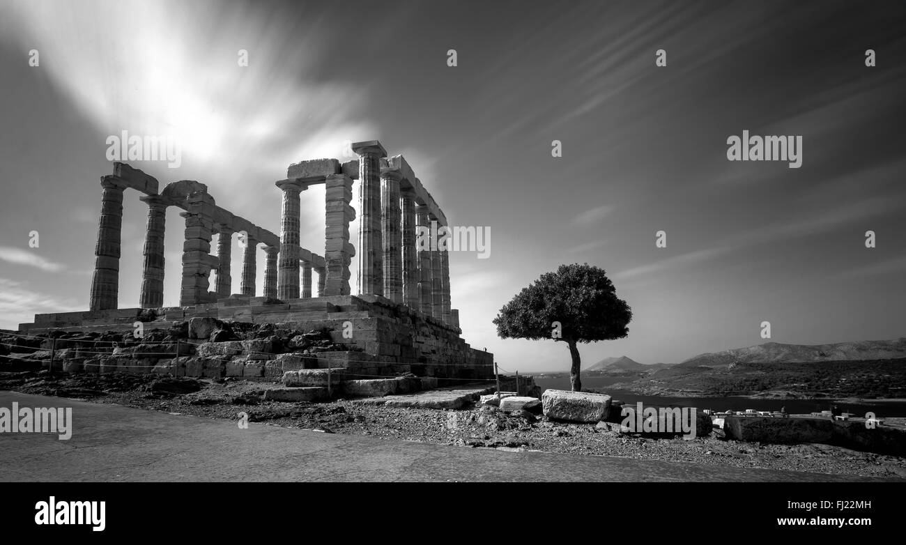 Poseidon temple in cape Sounion - Attica - Greece Stock Photo - Alamy