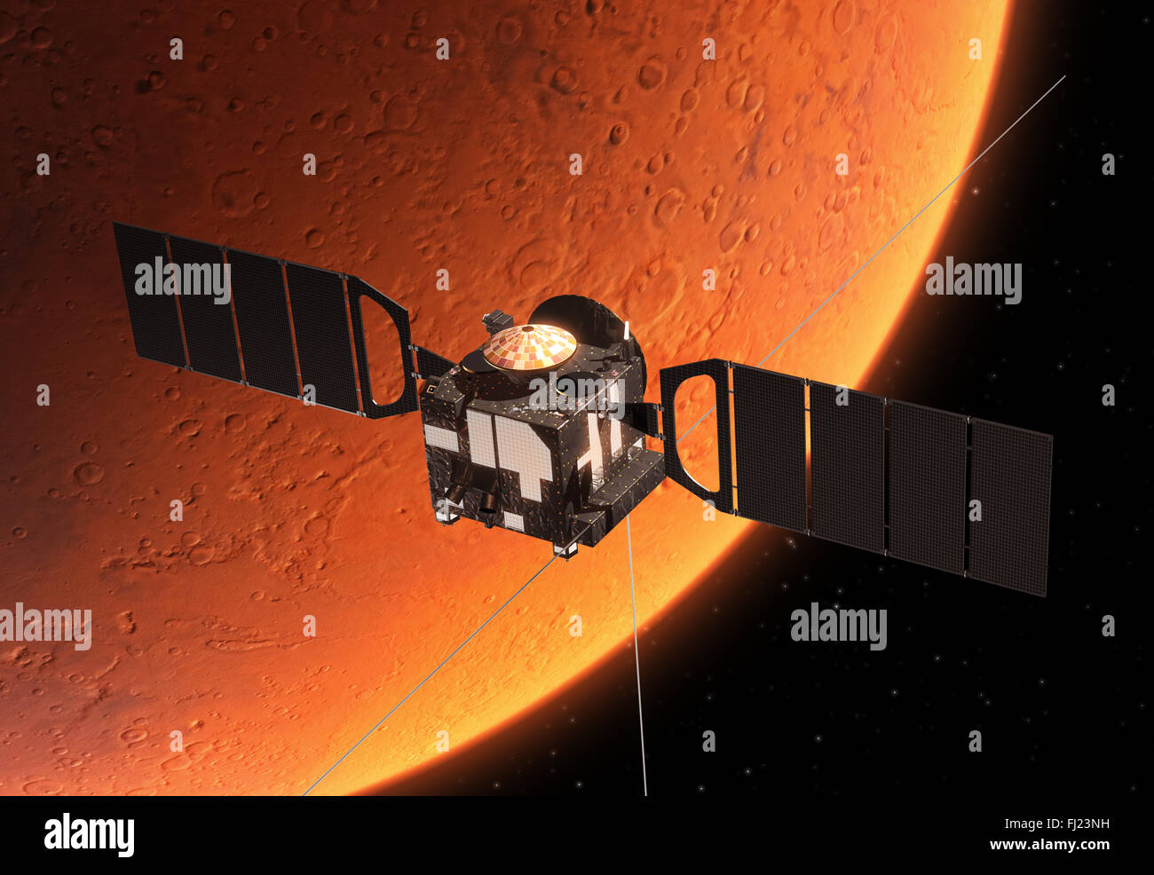 Interplanetary Space Station Orbiting Planet Mars Stock Photo Alamy
