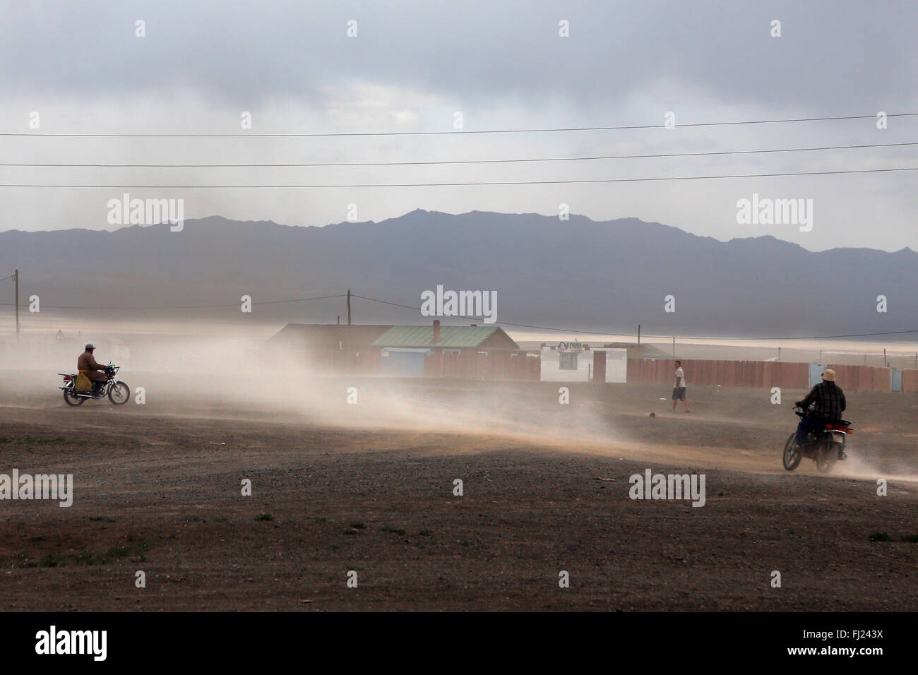 Dust storm in Mörön city, Mongolia Stock Photo