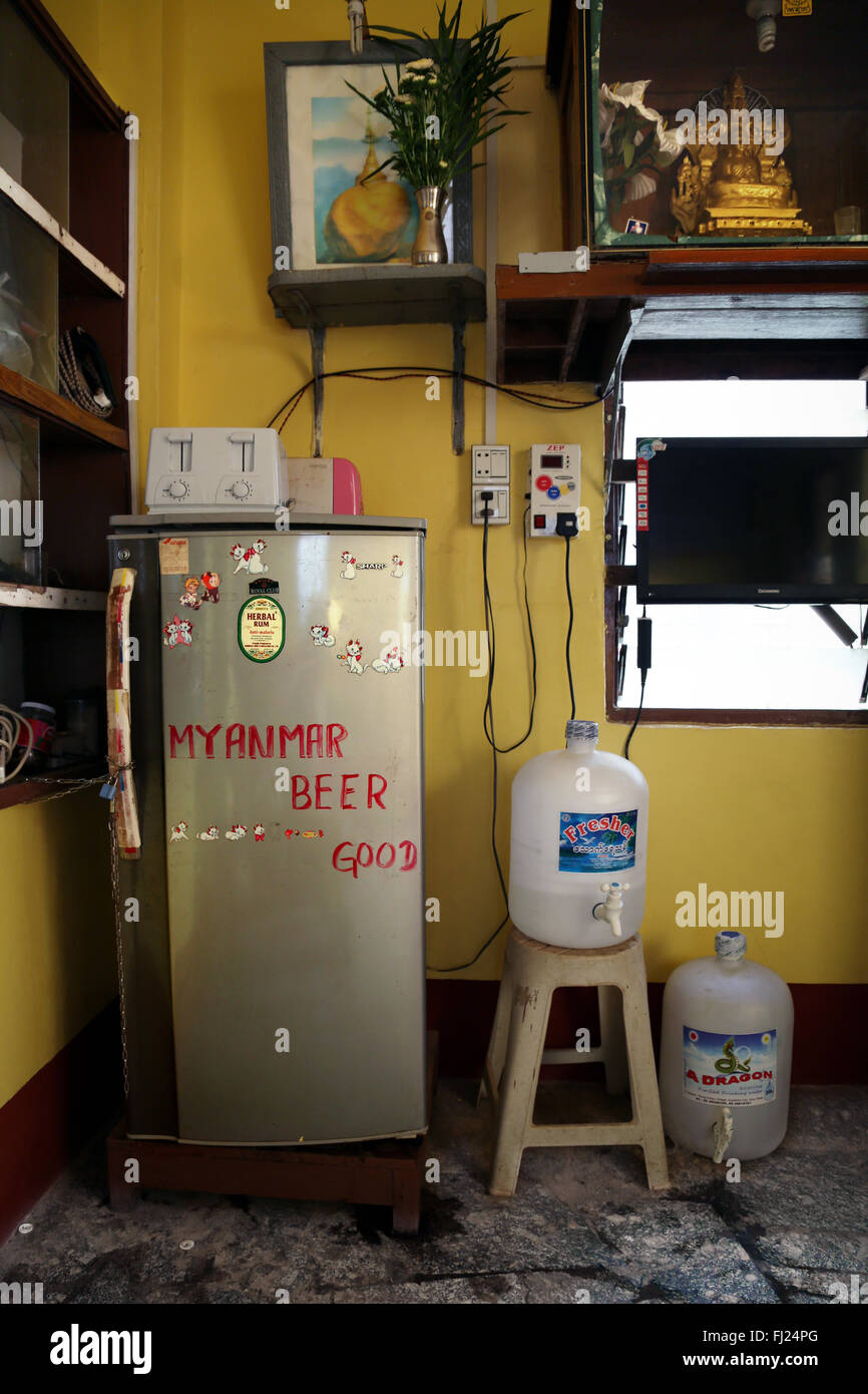 Fridge in house in Rangoon, Myanmar Stock Photo