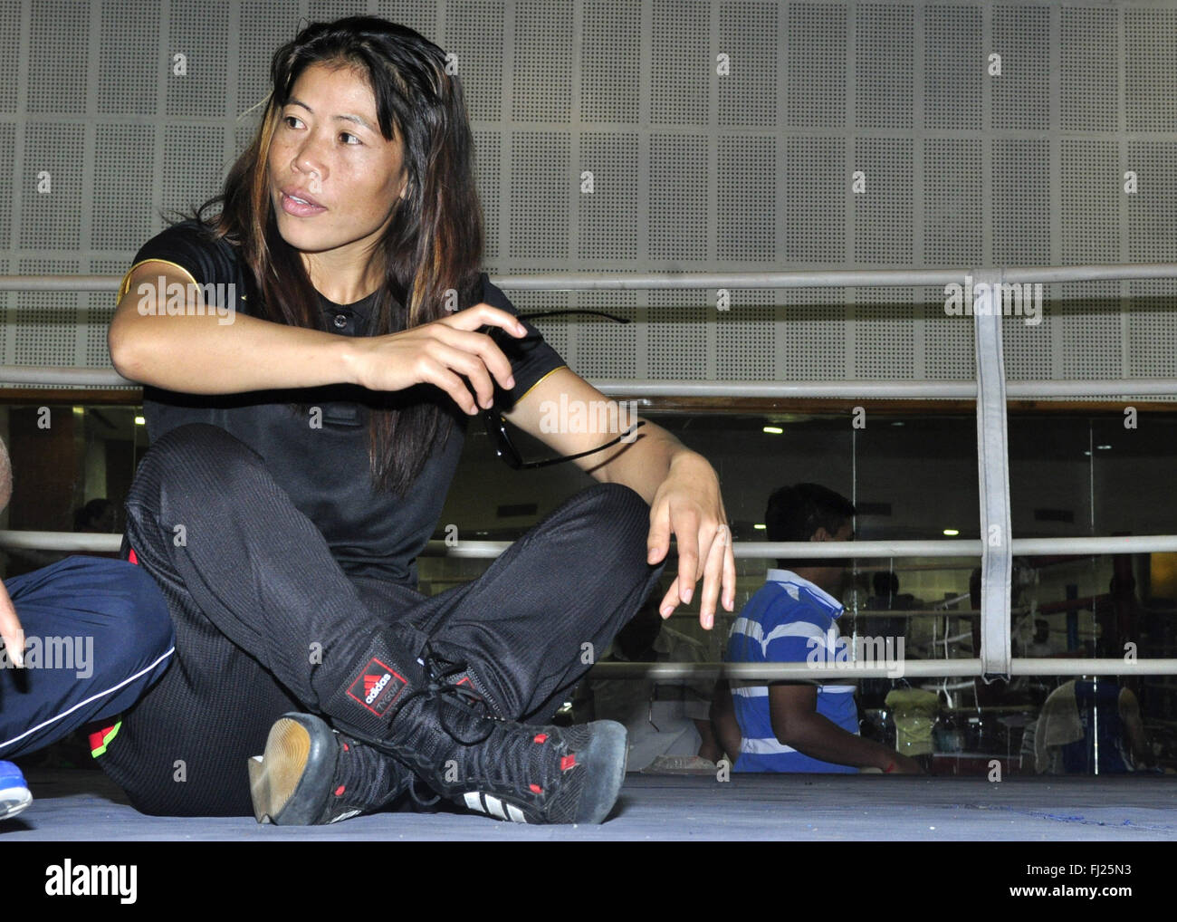 Patiala, India. 27th Aug, 2014. Indian Women Boxer, MC Mary Kom at NSNIS. If Pinki Rani Jangra wins, she will fight Mary Kom to decide who will go for Olympics qualifiers in the 51kg category. © Rajesh Sachar/Pacific Press/Alamy Live News Stock Photo