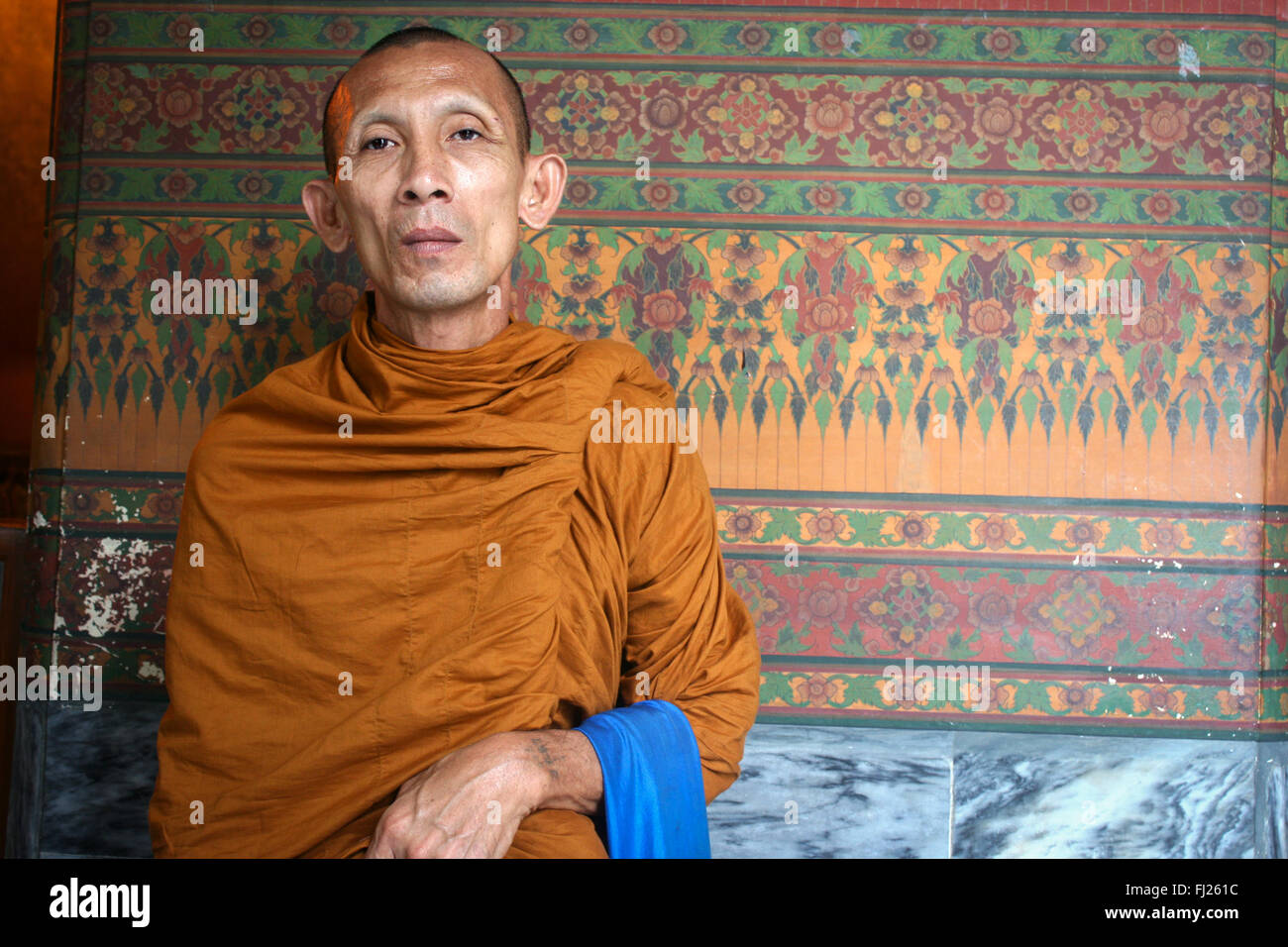 Portrait of buddhist monk in Bangkok Stock Photo