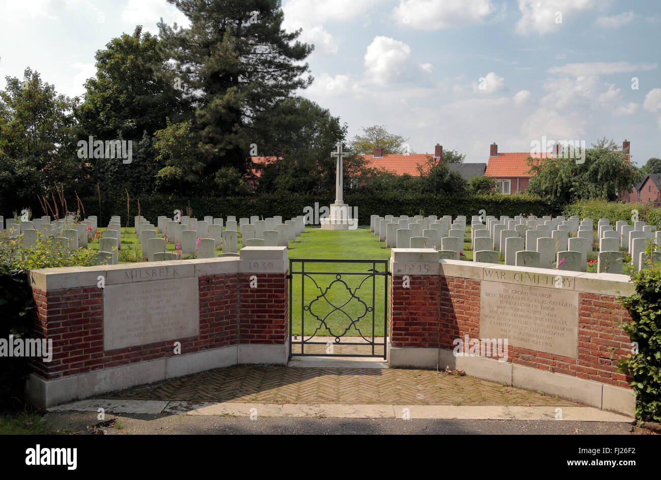 The CWGC Milsbeek War Cemetery in Milsbeek, Limburg, Netherlands. Stock Photo