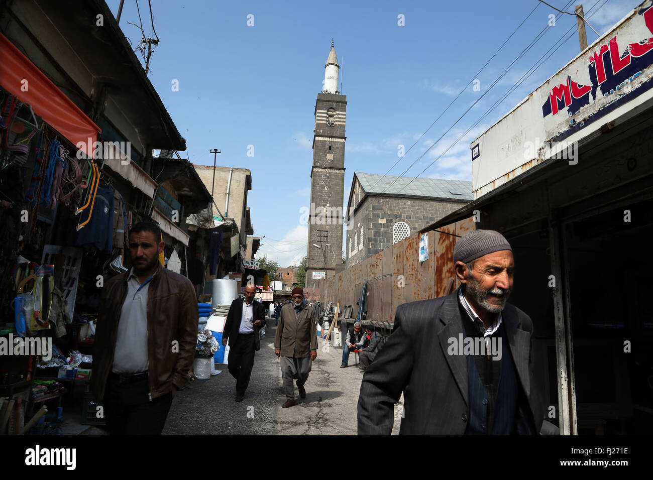Men walking in the streets of Diyarbakir, Turkey Stock Photo