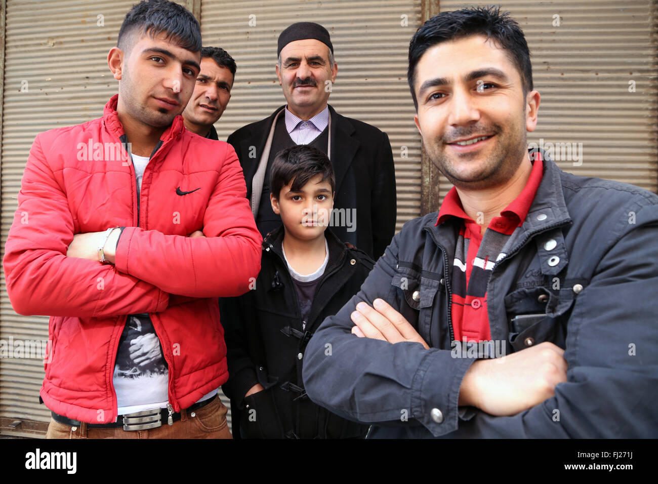 Portrait of Kurdish men in Dogubayazit , Turkey Stock Photo
