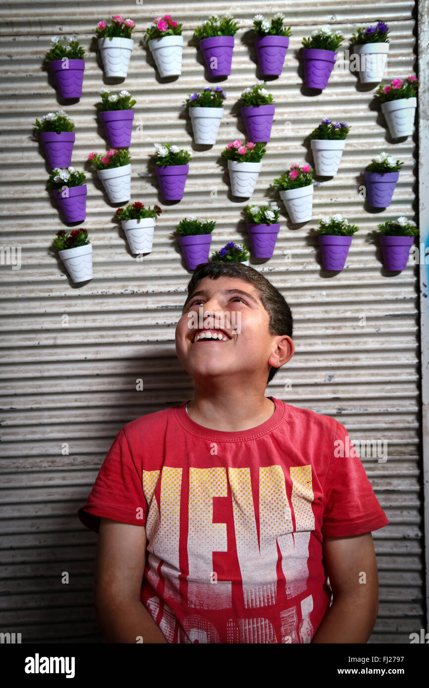 Happy Turkish kid in Urfa Stock Photo