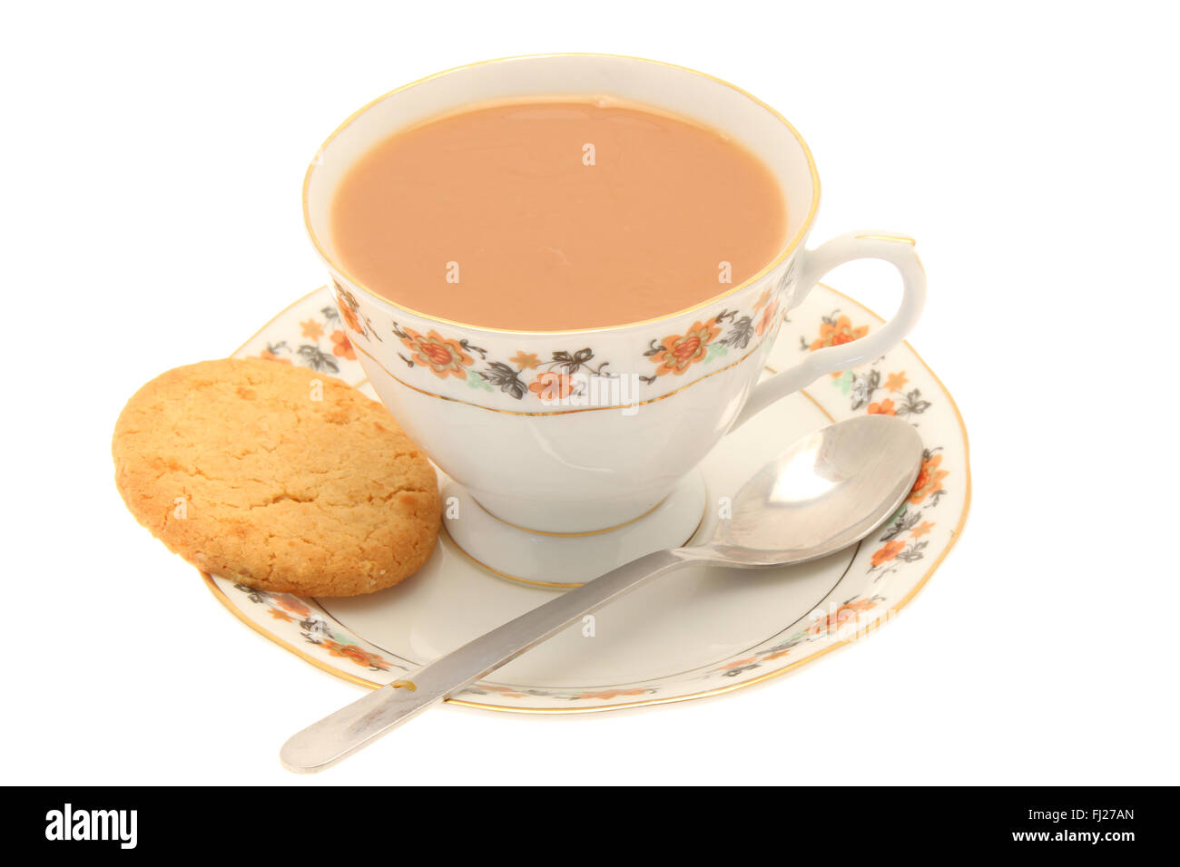 Cup of Tea with Biscuit Stock Photo Alamy