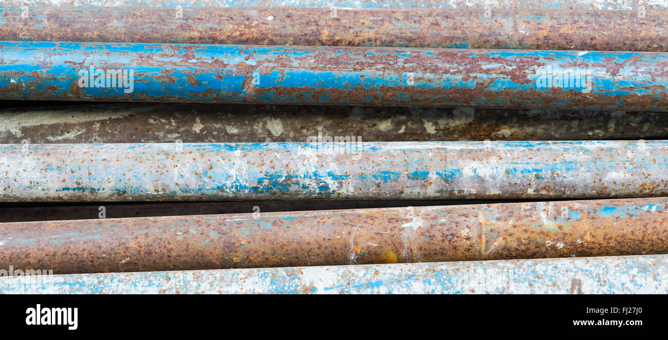 Texture of rusty and stained iron pipes Stock Photo