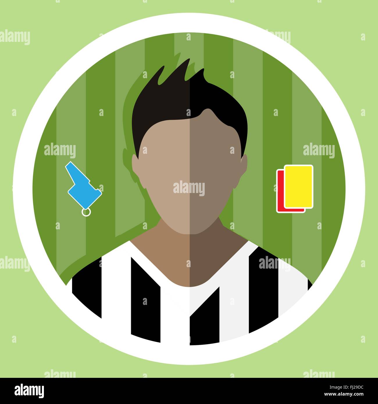 Soccer Referee flat circular icon on a green playground. Referee Tools ...