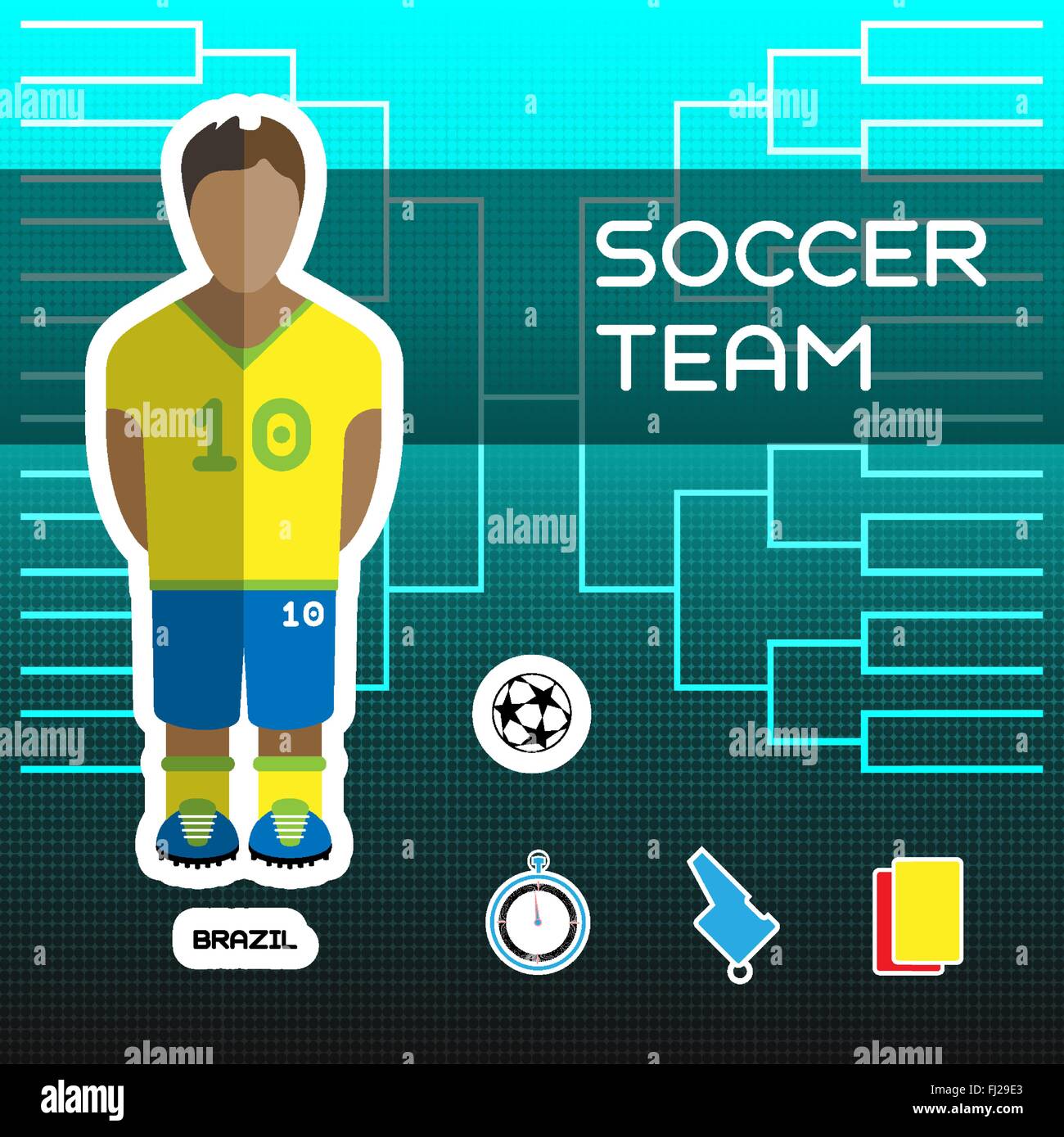 Soccer Team - Brazil. Football Players Scoreboard. Vector digital illustration. Soccer tournament sheet. Visual graphic. Stock Vector