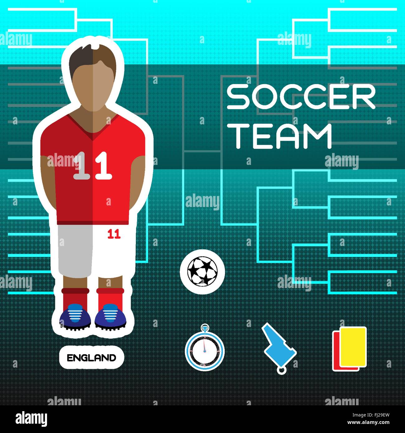 Soccer Team England. Football Players Scoreboard. Vector digital