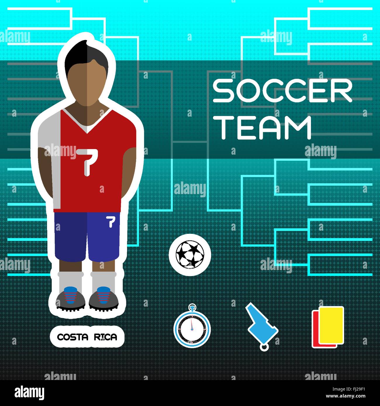 Soccer Team Costa Rica. Football Players Scoreboard. Vector digital