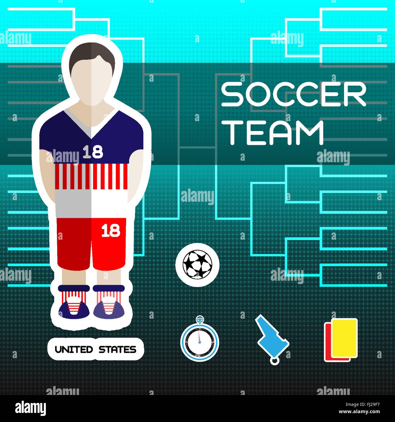 Soccer Team United States. Football Players Scoreboard. Vector