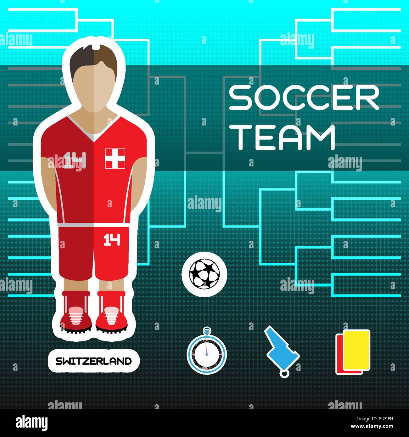 Soccer Team Switzerland. Football Players Scoreboard. Vector digital