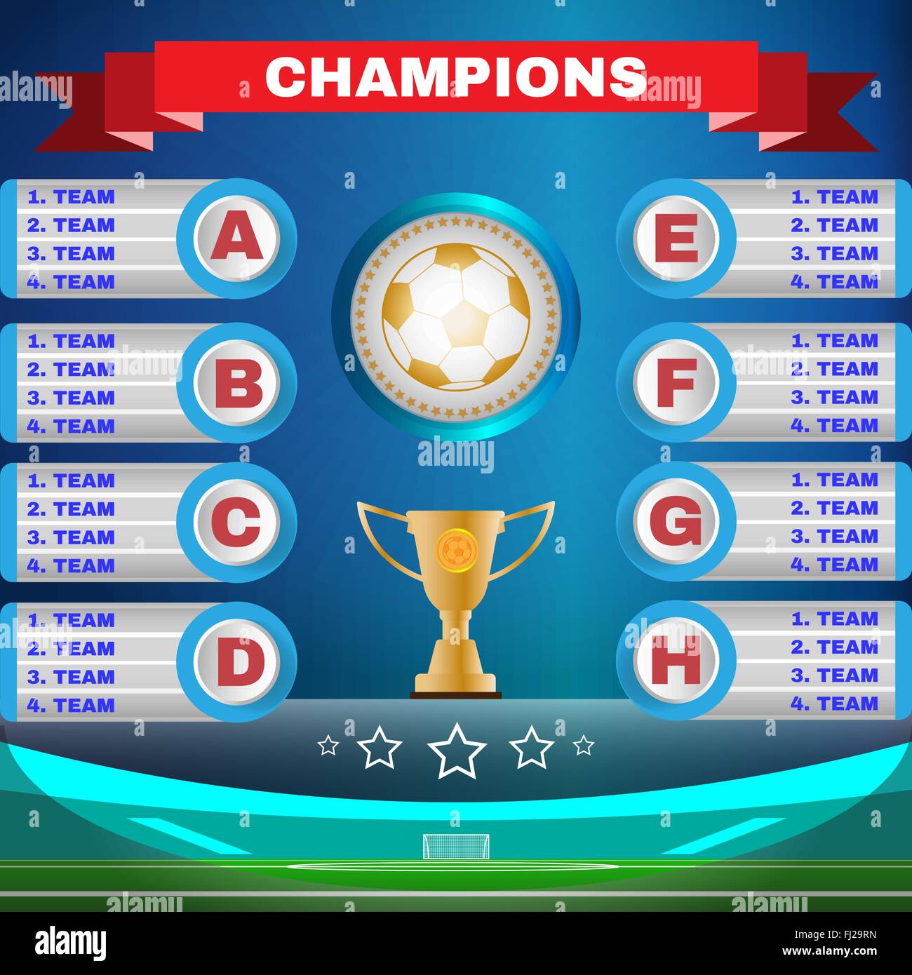 Soccer Champions Scoreboard Template on Blue Backdrop. Sports
