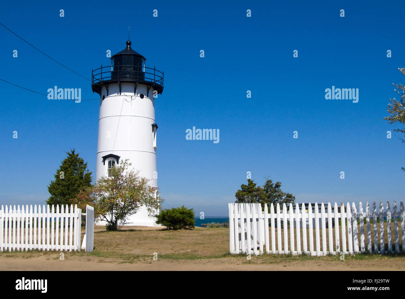 Picket fence entrance by East Chop lighthouse on Martha’s Vineyard