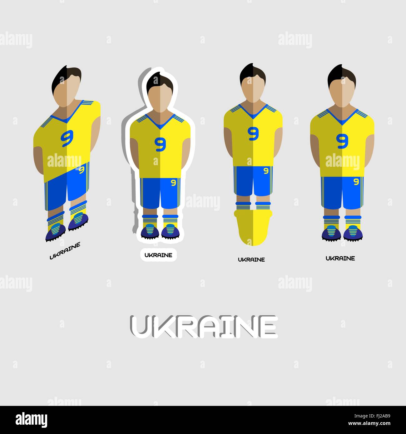 Ukraine Soccer Team Sportswear Template. Front View of Outdoor Activity Sportswear for Men and