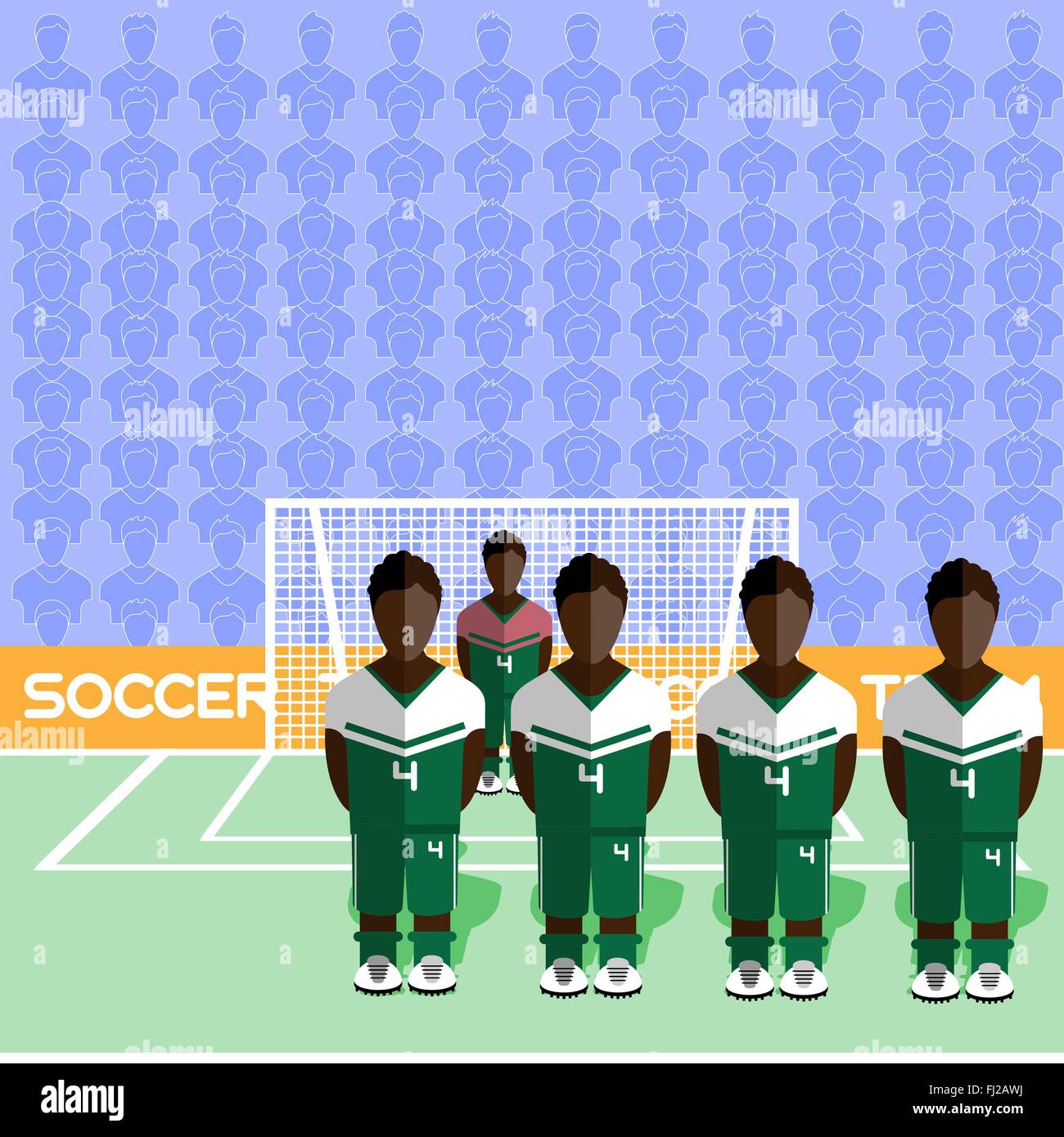 Nigeria Football Club Soccer Players Silhouettes. Computer game Soccer