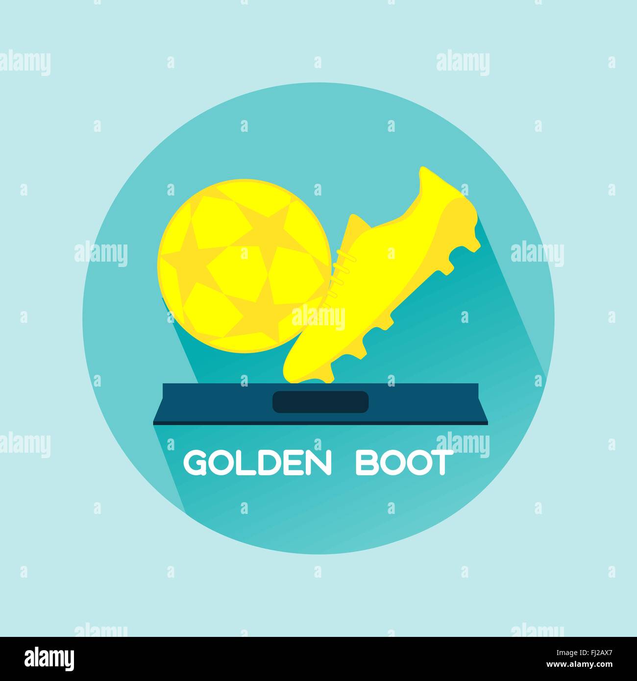 Golden Boot Sports Prize. Soccer Championship Symbols. Flat Design Golden Ball. Digital vector illustration. Stock Vector