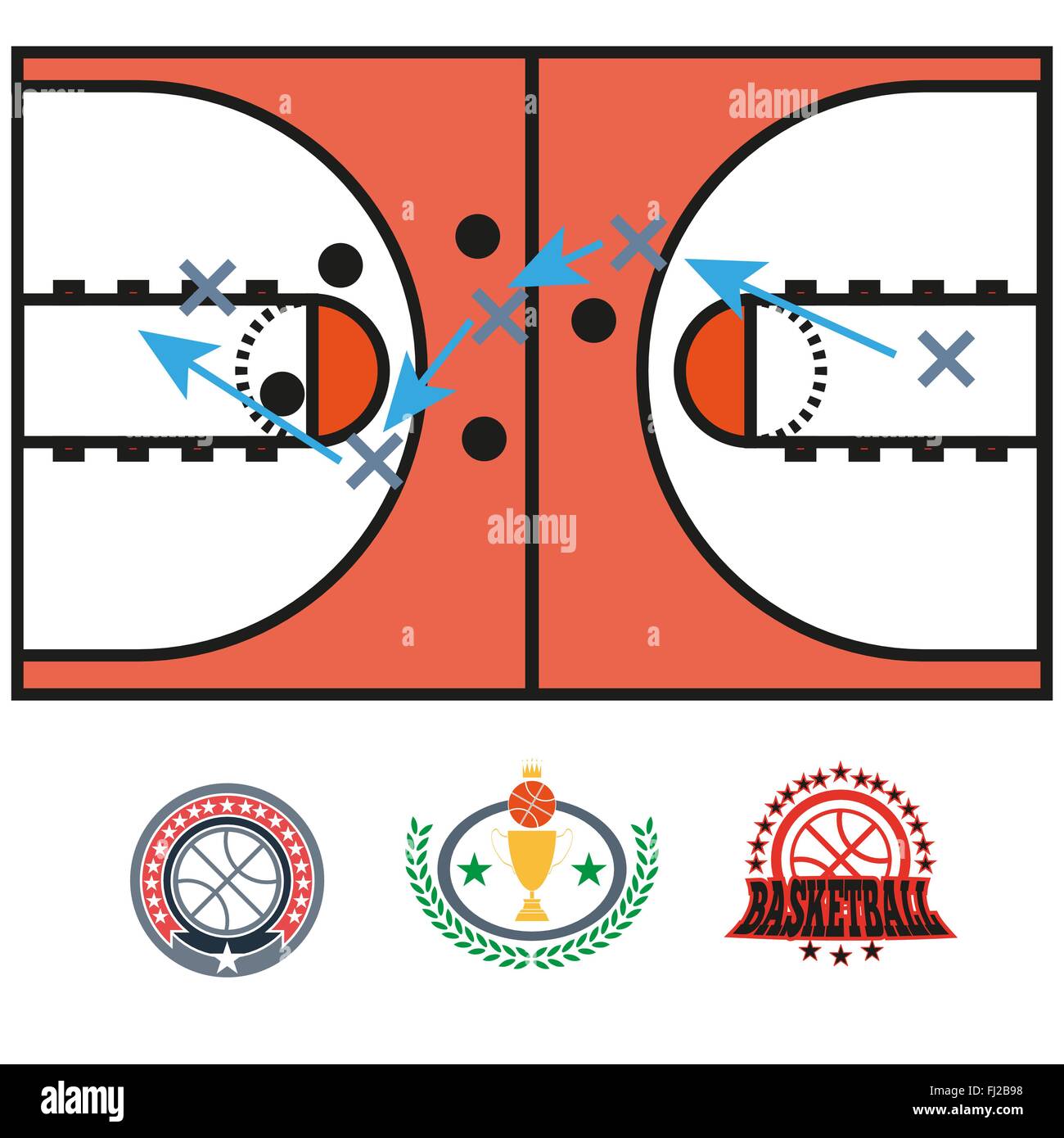 Basketball Game Strategy Drawing. Sports tactics illustration. Strategic  gameplay moves. Vector digital image Stock Vector Image & Art - Alamy