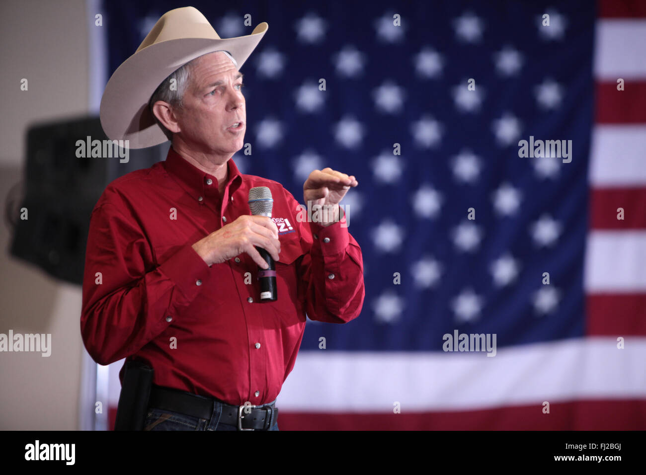American evangelical Christian conservative political activist David Barton during the Nevada Courageous Conservatives rally with Republican presidential candidate Senator Ted Cruz hosted by Keep the Promise PAC at the Henderson Convention Center February 21, 2016 in Henderson, Nevada. Stock Photo