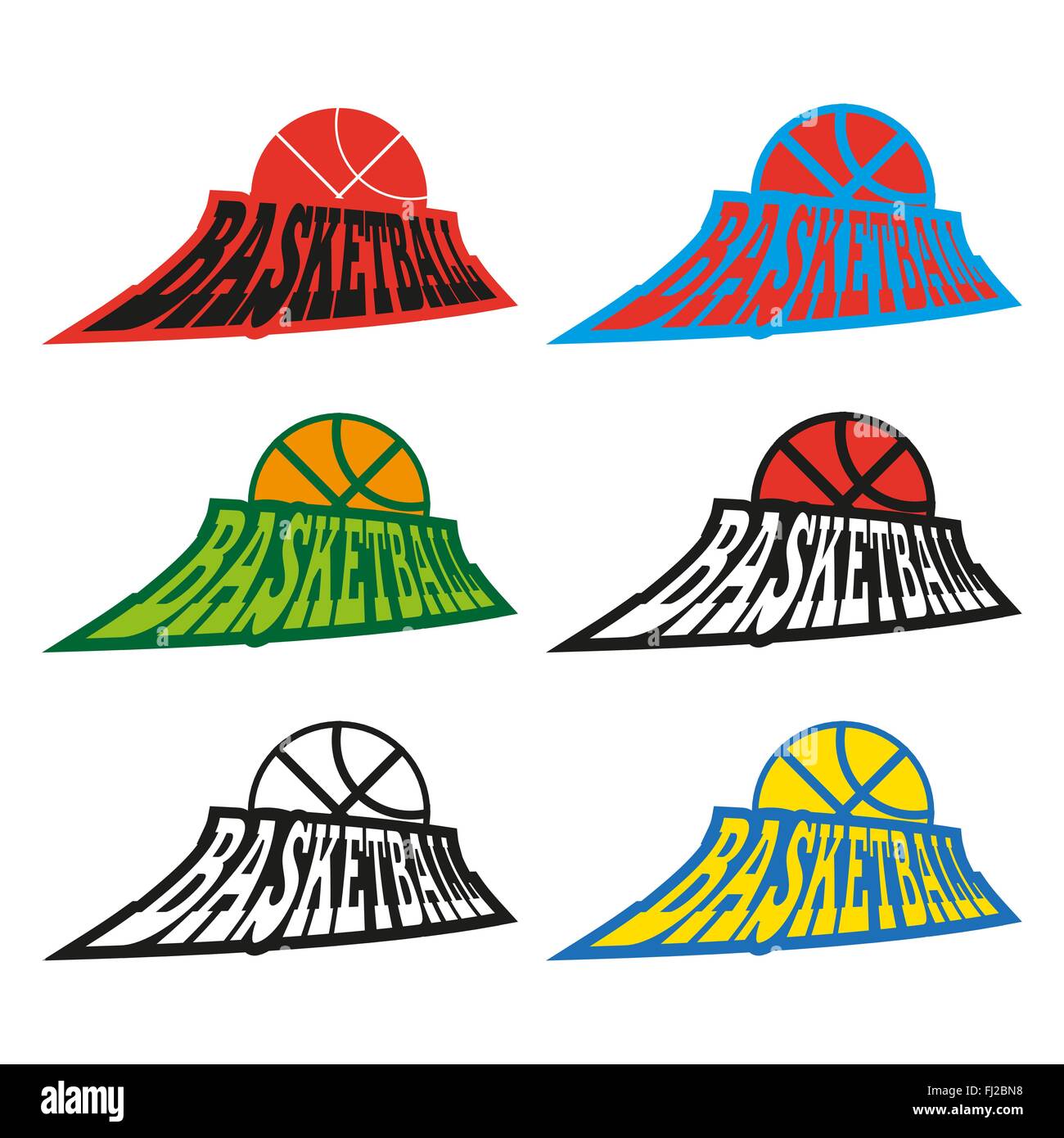 Basketball Text Medal Badges Template Objects. Ball used for playing a