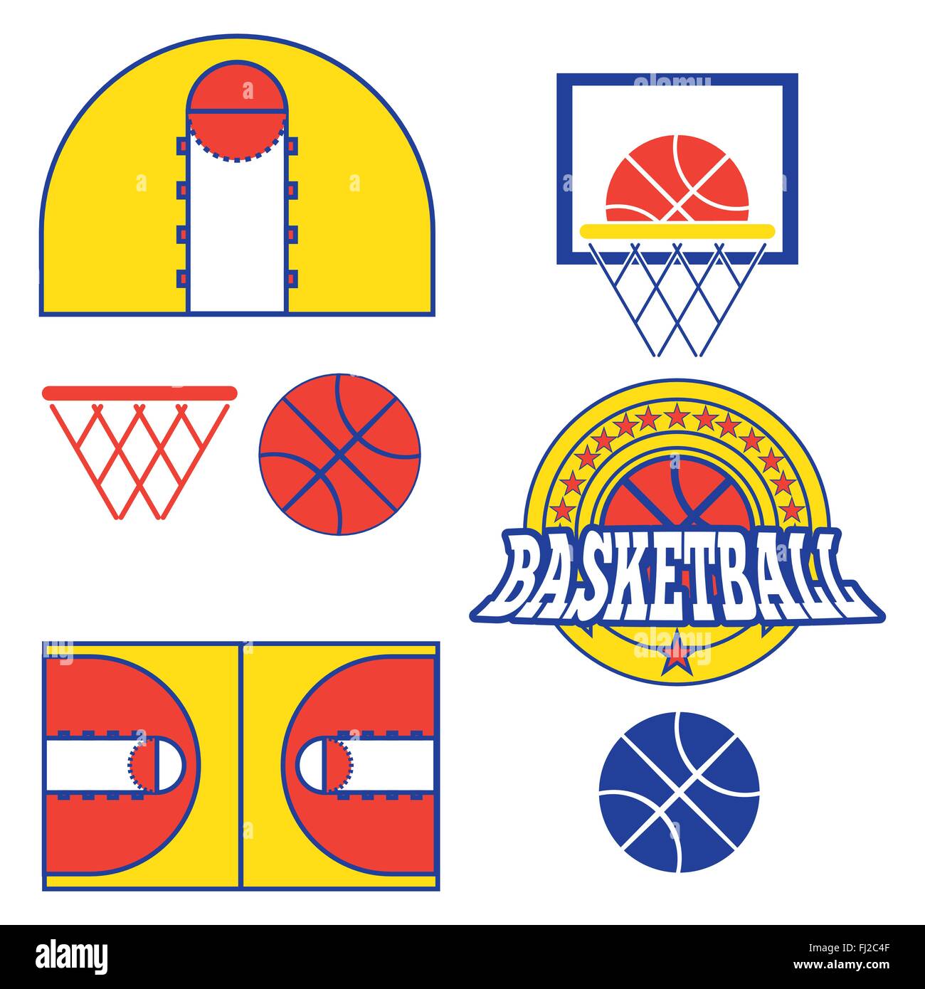 Basketball objects. Basketball Ball in Stars Wreath Type Logo