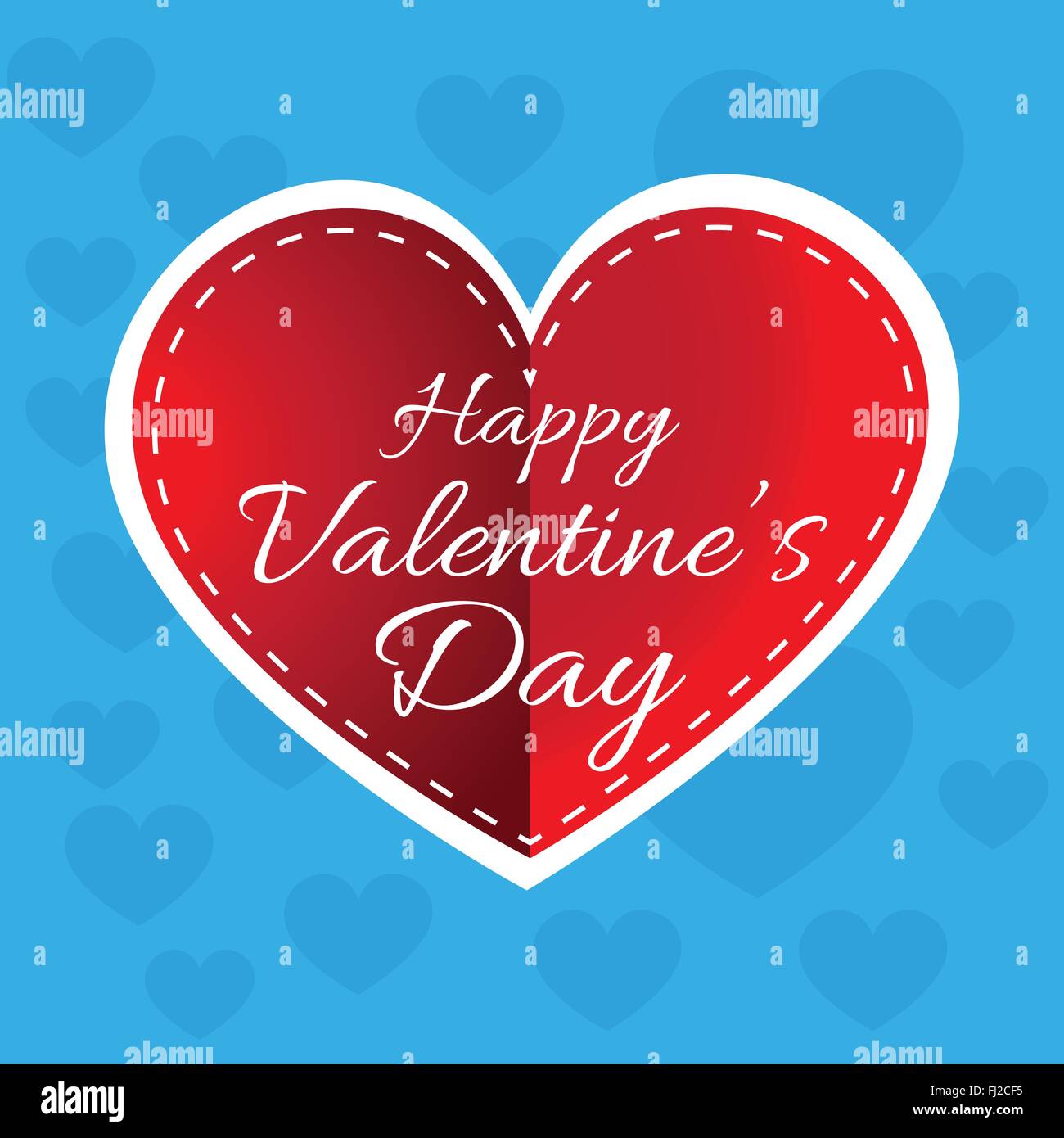 Happy Valentine's Day Greeting Card. White text on a big red heart and ...