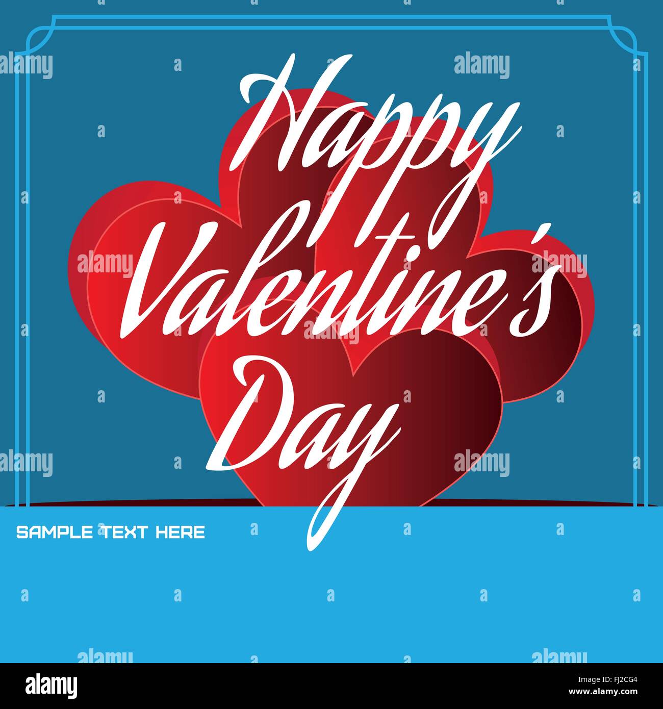 Happy Valentine's Day Greeting Card Invitation. Big Red Hearts and ...