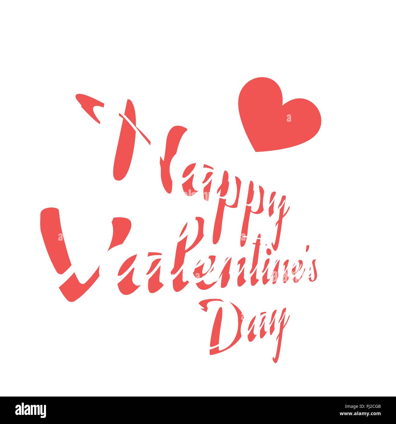 Happy Valentine's Day Greeting Card Invitation. Big Red Heart and Red ...