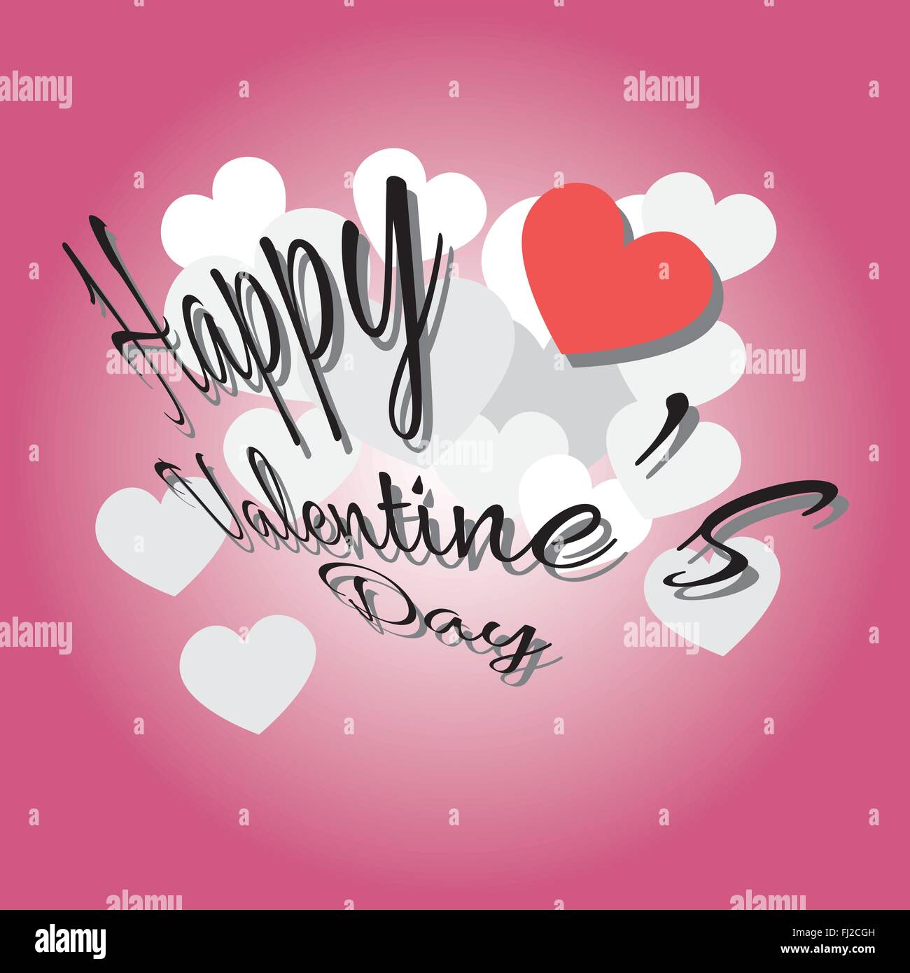 Happy Valentine's Day Greeting Card. Big Red Heart with White Hearts ...