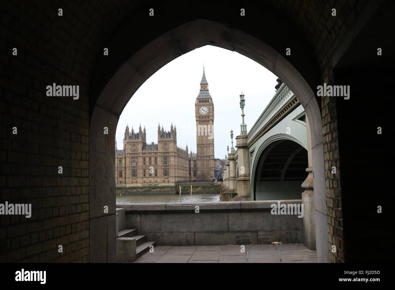 Big Ben, viewed from the south side of Westminster Bridge, London, UK Stock Photo