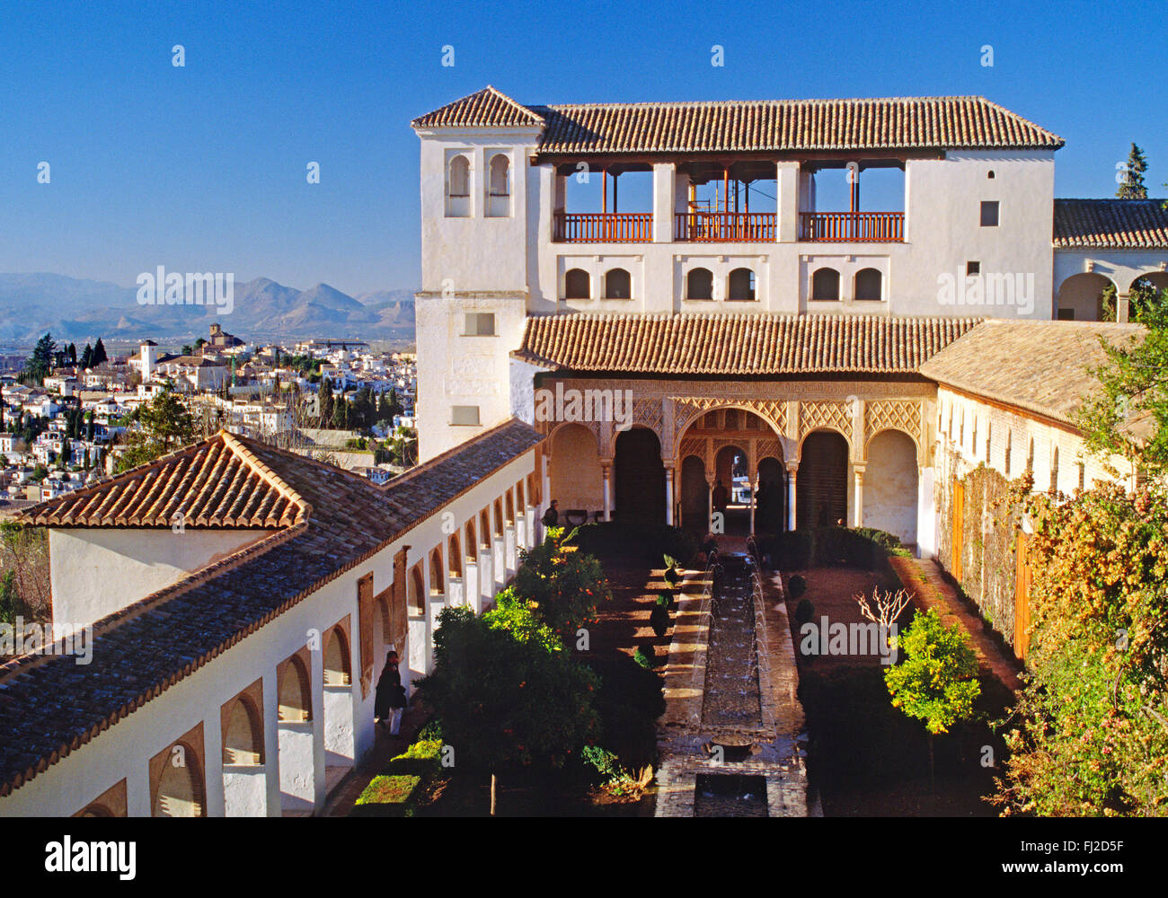 GENERALIFE'S PALACE (built by the MOORS) is located in the ALHAMBRA - GRANADA, SPAIN Stock Photo