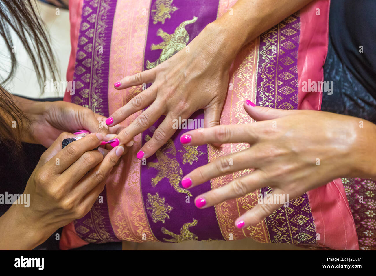 Nail polish application Stock Photo Alamy