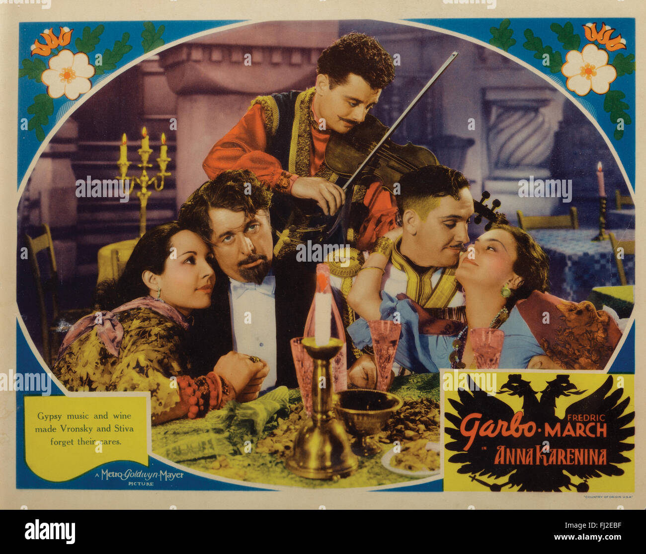 'Anna Karenina' (MGM, 1935), scene lobby card. Starring: Greta Garbo, Fredric March, Freddie Bartholomew, Maureen O'Sullivan, May Robson, Basil Rathbone. Stock Photo