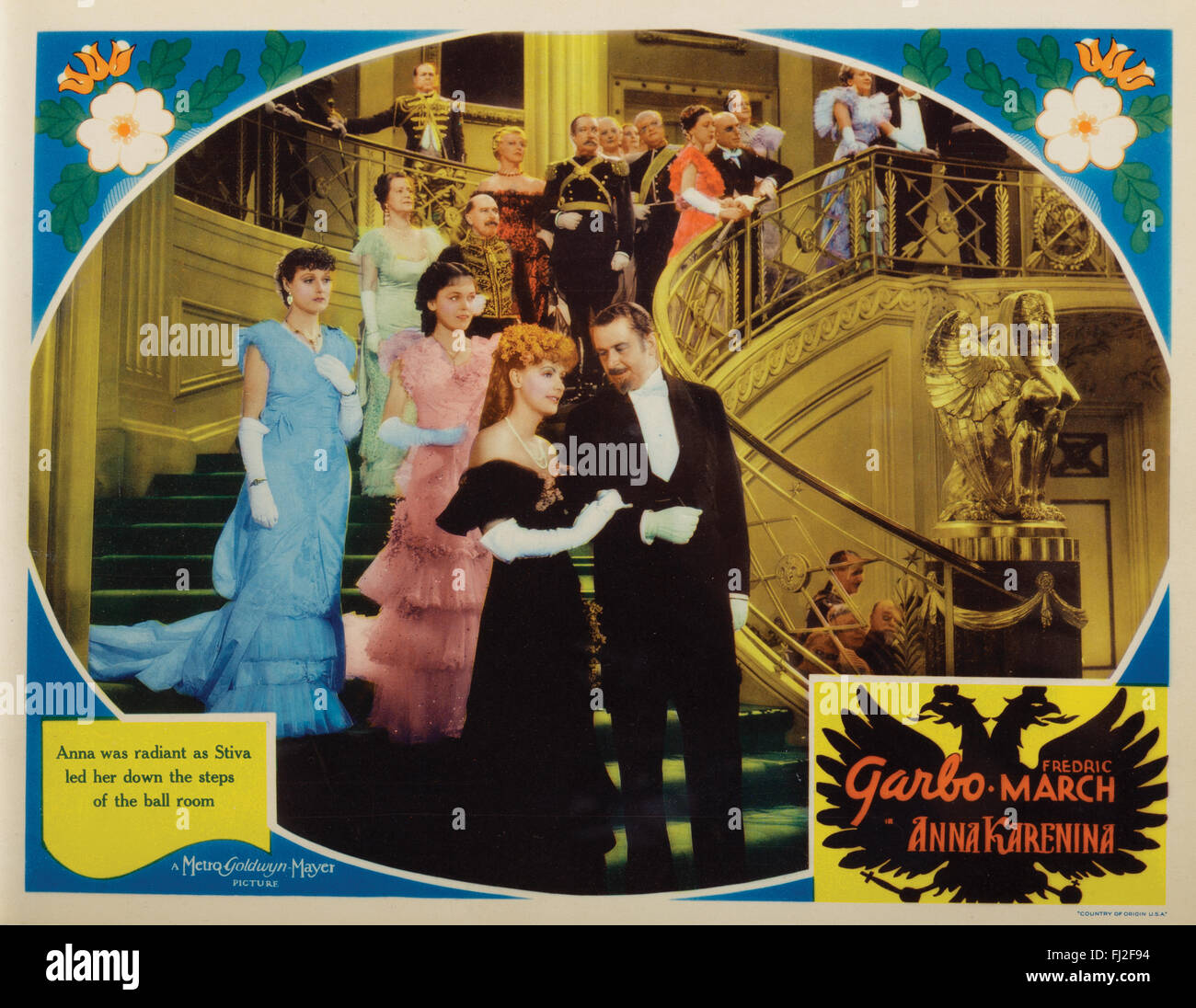 'Anna Karenina' (MGM, 1935), scene lobby card. Starring: Greta Garbo, Fredric March, Freddie Bartholomew, Maureen O'Sullivan, May Robson, Basil Rathbone. Stock Photo