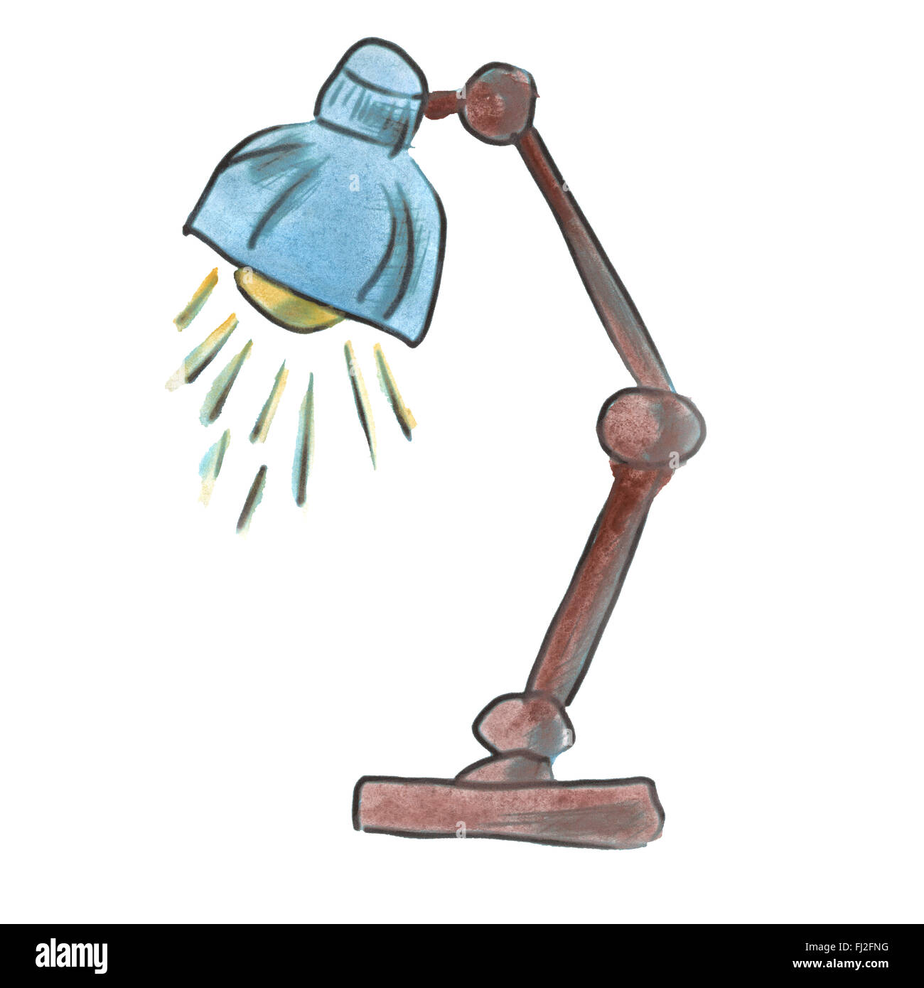blue desk lamp isolated cartoon watercolor Stock Photo - Alamy