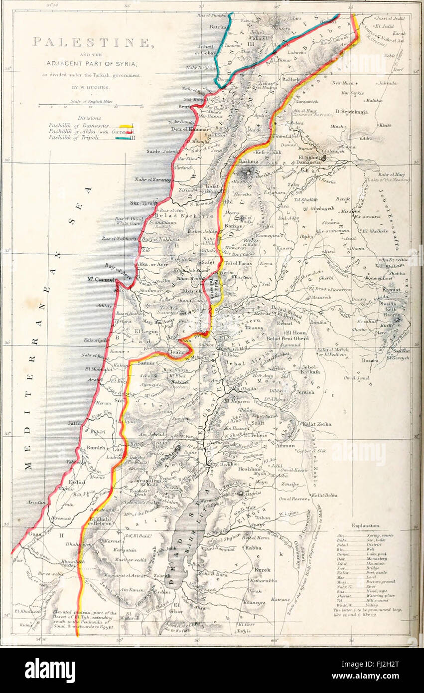 Palestine and the adjacent part of Syria, circa 1900 Stock Photo