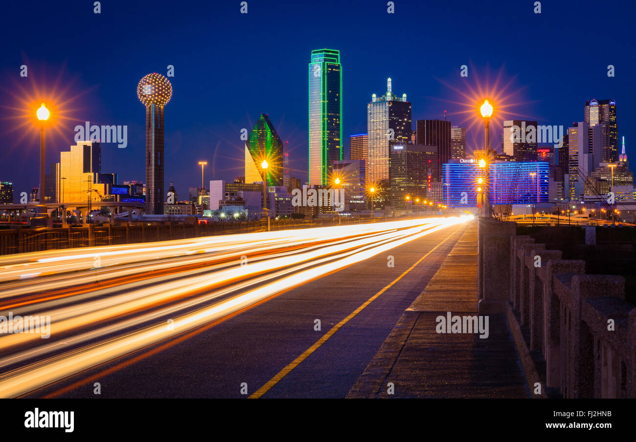 Houston Street Bridge is a bridge in Dallas, Texas which spans the Trinity River Stock Photo