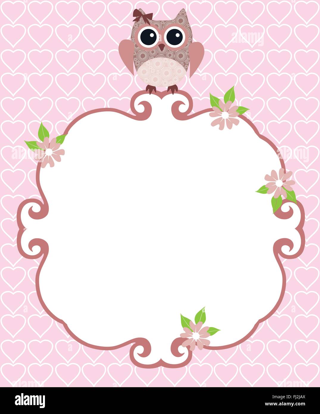 vector illustration of a baby shower or invitation card with owl Stock ...