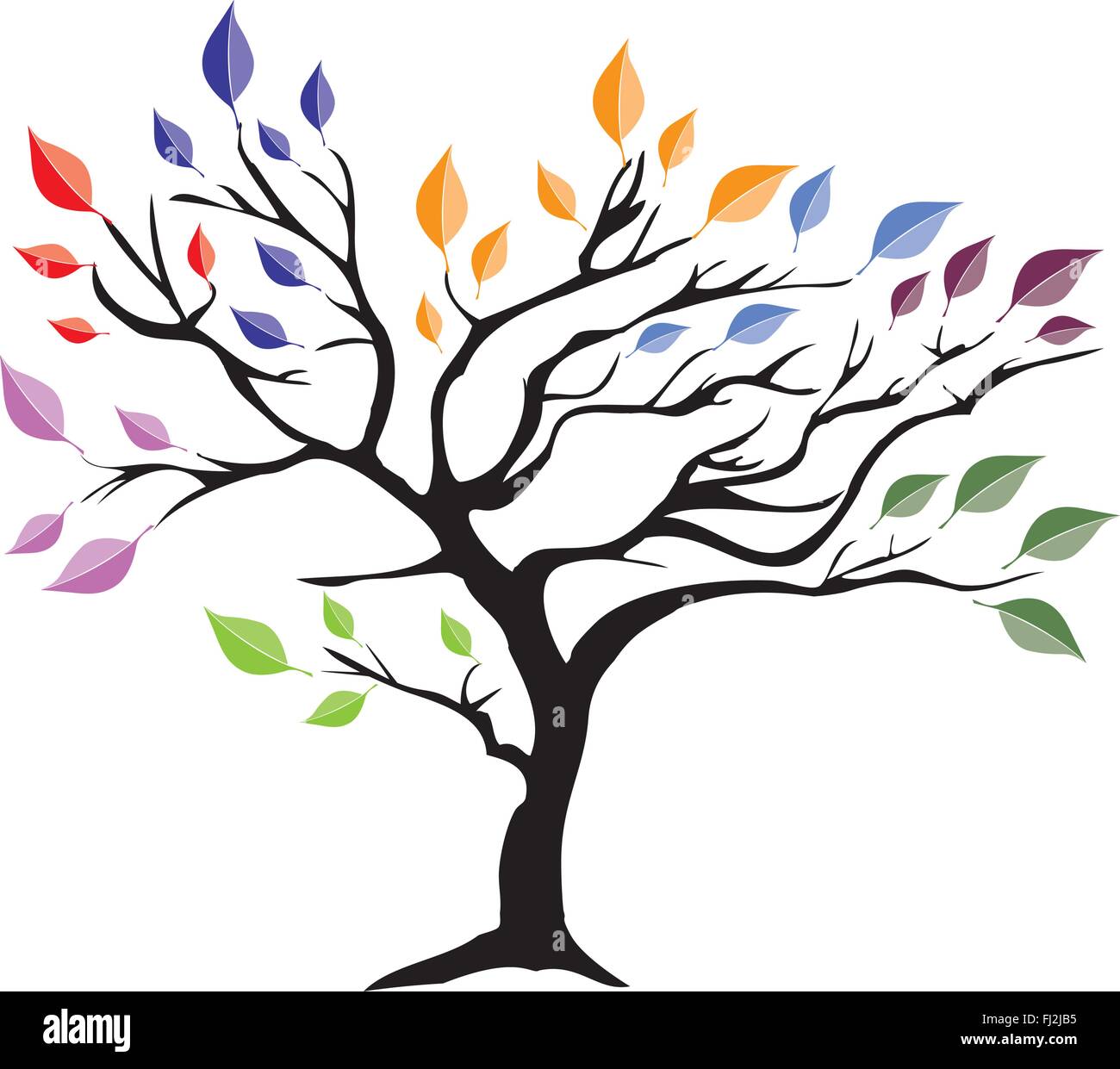 vector illustration of an abstract tree with leaves Stock Vector Image ...