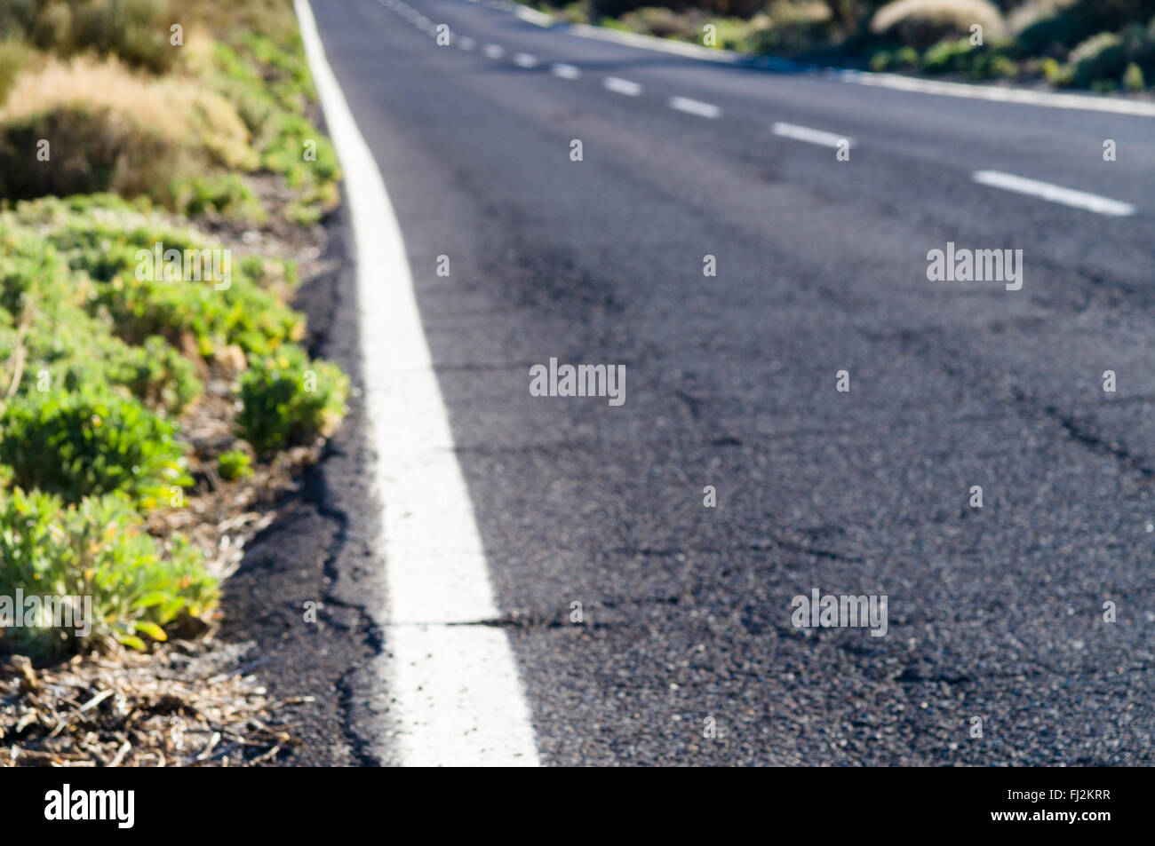 Blurred image of desert road, diminishing perspective Stock Photo