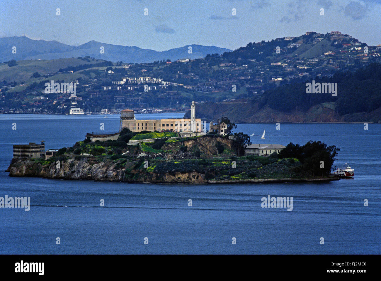 ALCATRAZ ISLAND in SAN FRANCISCO BAY - CALIFORNIA Stock Photo