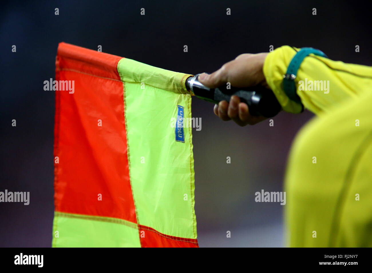 Hyogo, Japan. 27th Feb, 2016. Assistant Referee Football /Soccer : A general view of the flag during the 2016 J1 League 1st stage match between Vissel Kobe 0-2 Ventforet Kofu at Noevir Stadium Kobe in Hyogo, Japan . © AFLO/Alamy Live News Stock Photo