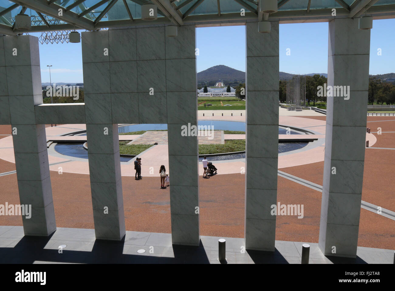 View from the Australian Parliament House at Capital Hill in Canberra. Stock Photo