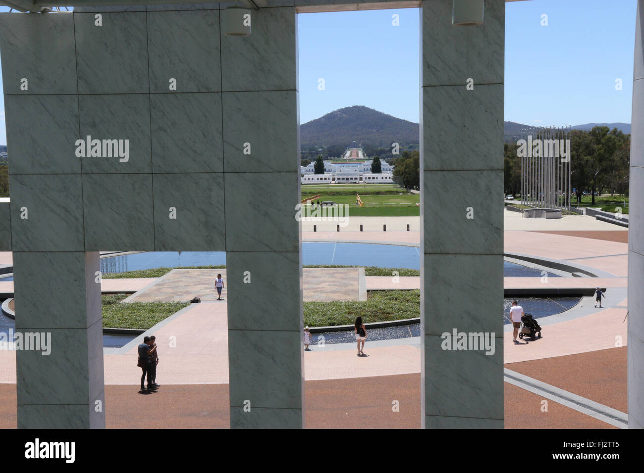 View from the Australian Parliament House at Capital Hill in Canberra. Stock Photo